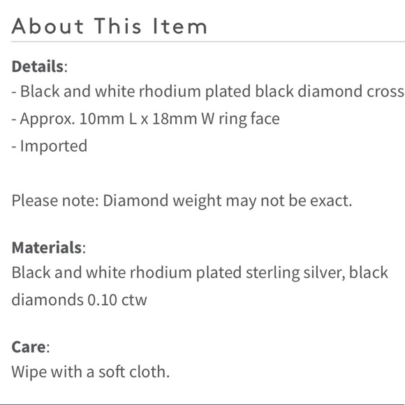 SAVVY CIE sterling & black diamond cross ring sz 7 - NEW! - Picture 5 of 7